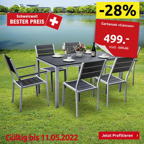 Gartenset «Cancun», 7-teilig, weiss/ grau