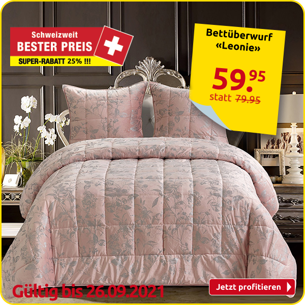 Bettüberwurf «Leonie» 160 x 240 cm + 2 x 65 x 65 cm, rosa