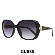 GUESS Damensonnenbrillen, goldfarbenes Dekor, schwarz
