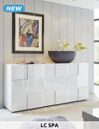 LC SPA Sideboard «Dana», B 181 x H 84 x T 43 cm, High-Gloss-Finish, weiss