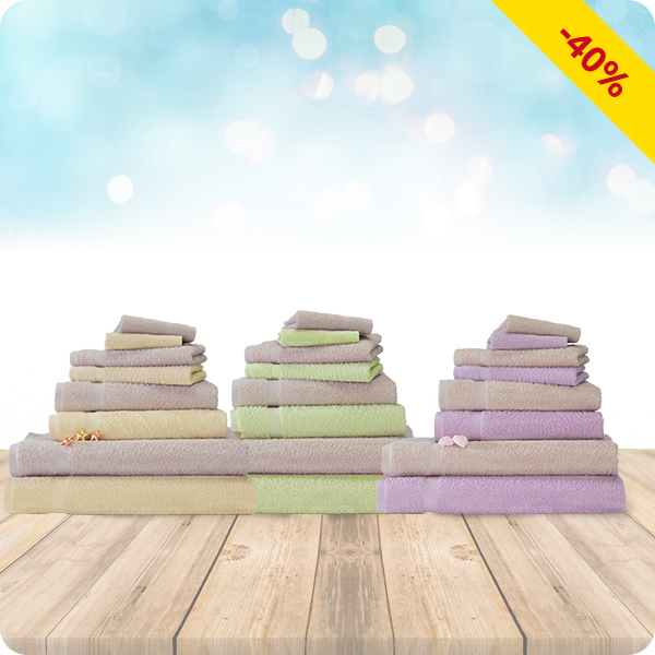 8-teiliges Frottee-Set, Biobaumwolle, lila/taupe