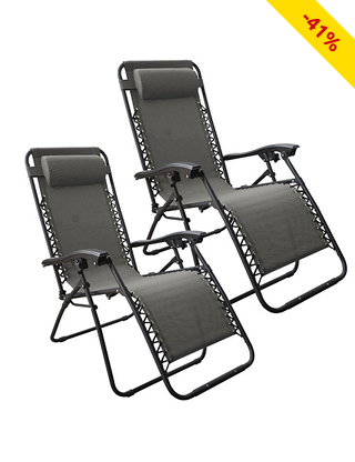 Relax-Stuhl «Charly», 2 Stück,  B 110 x H 45 x T 90 cm, grau