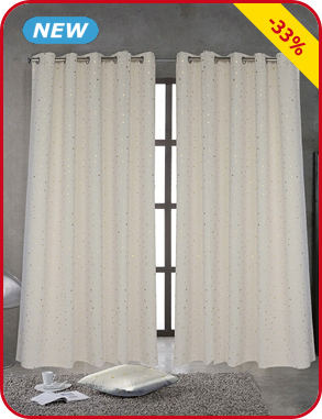 Lichtundurchlässiger Vorhang «Stars», 240 x 140 cm, stein