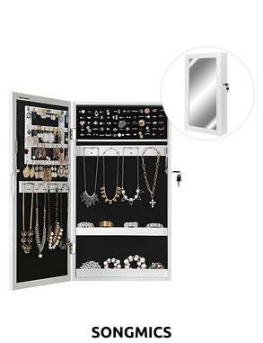 SONGMICS Schmuckschrank «Smart», B 37 x H 67 x T 10,5 cm, weiss