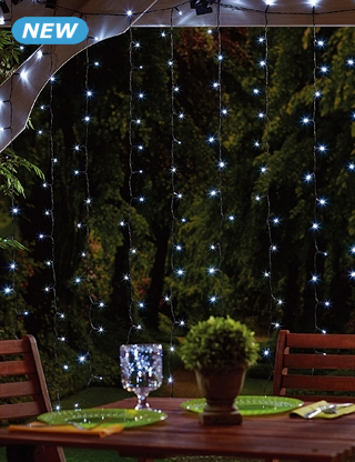 Solar-Lichterkette mit Hanfseil, 192 LEDs