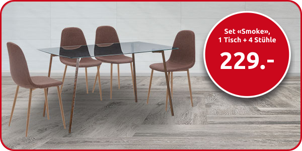 Set «Smoke», 1 Tisch + 4 Stühle