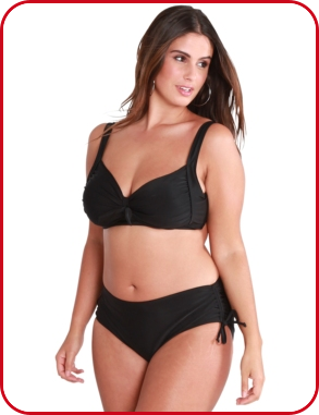 Bikini mit Raffungen in edlem Schwarz