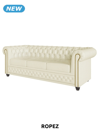 ROPEZ Sofa «Chester Two», 3-Sitzer, Kunstleder-Bezug, B 200 x H 72 x T 88 cm, beige