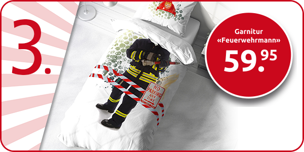 Garnitur «Feuerwehrmann», Duvetanzug 160 x 210 cm + Pfulmenanzug 65 x 100 cm