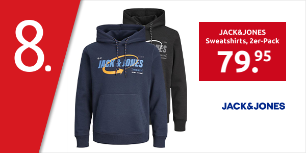 JACK&JONES Herren-Sweatshirts, 2er-Pack, schwarz/marine