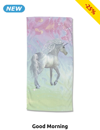 Good Morning Strandtuch «Einhorn», 75 x 150 cm