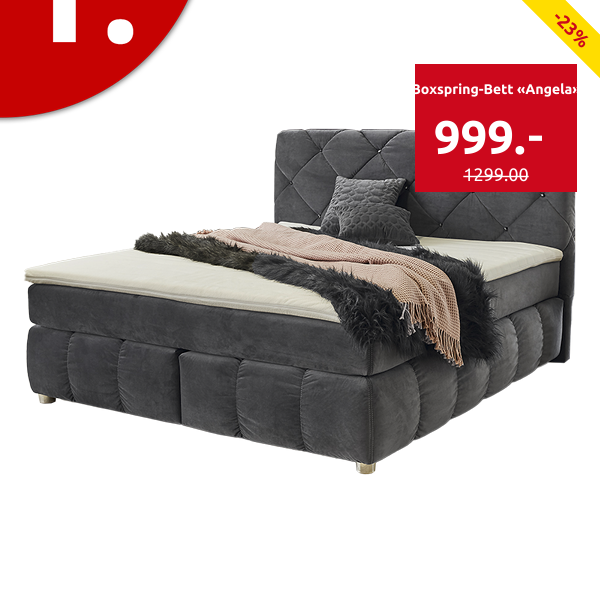 Boxspring-Bett «Angela», feste Matratze, 180 x 200 cm