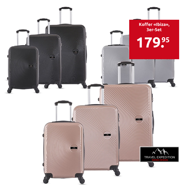TRAVEL EXPEDITION Koffer «Ibiza», 3er-Set, silber