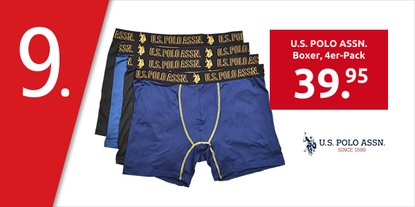 U.S. POLO ASSN. Boxer, 4er-Pack, 2 schwarz + 2 blau