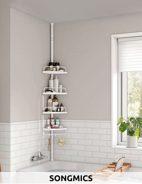 SONGMICS Bad-Eckregal, ausziehbar