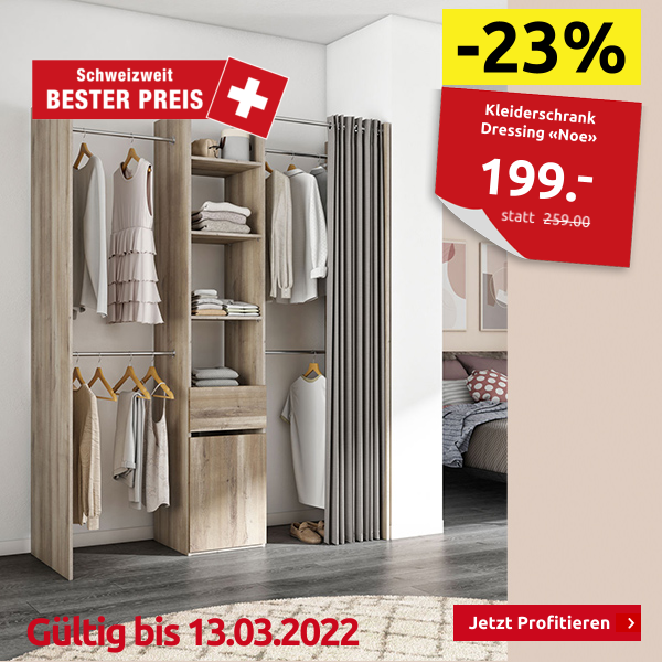 Kleiderschrank Dressing «Noe», Dekor eiche