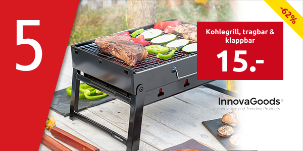 InnovaGoods Kohlegrill, tragbar & klappbar, 36x7x28,5 cm