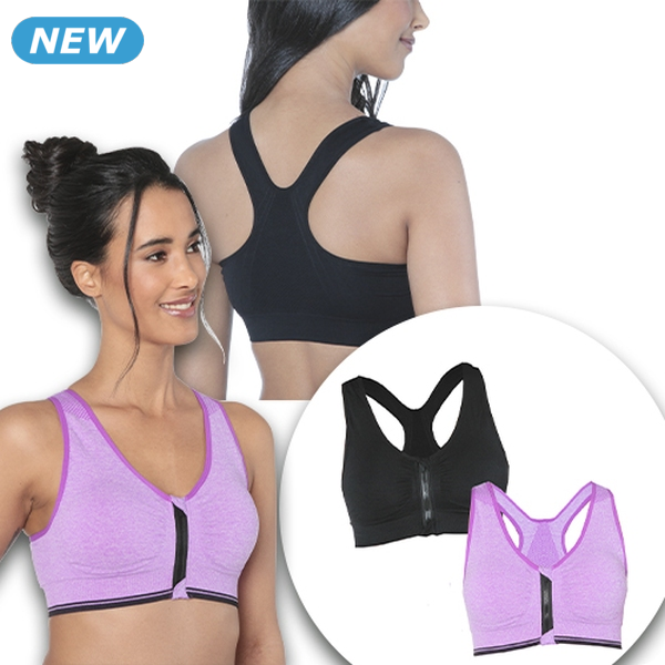 2er-Pack Sport-BH, schwarz + rosa