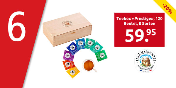 LES 2 MARMOTTES Teebox «Prestige», 120 Beutel, 8 Sorten