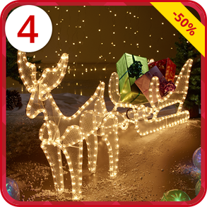 Leuchtdeko Rentier mit Schlitten, 396 LED