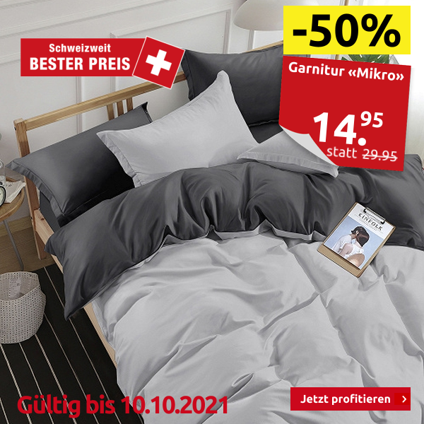 Garnitur «Mikro» 160  x 210 cm + 65 x 100 cm, silber/anthrazit