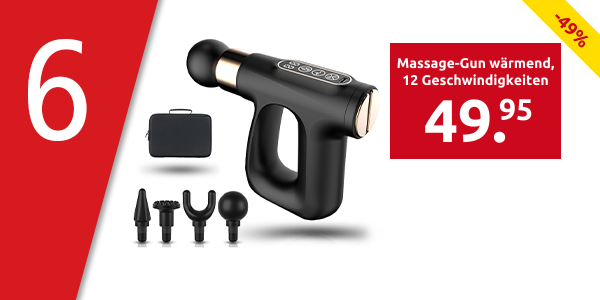 Massage-Gun wärmend, 12 Geschwindigkeiten, 4 Massageköpfe