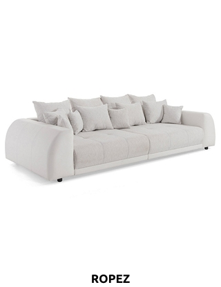 ROPEZ Sofa «Nessy», L 310 x H 80 x T 140 cm, weiss/grau