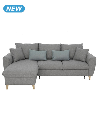 Schlaf-Ecksofa «Ludo» mit Bettkasten, B 249 x H 90 x T 150, grau