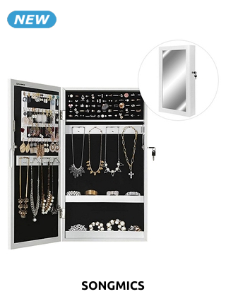 SONGMICS Schmuckschrank «Smart», B 37 x H 67 x T 10,5 cm, weiss