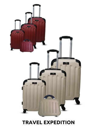 TRAVEL EXPEDITION Kofferset «Star», 4-teilig, H 57/67/77 cm, light, rot