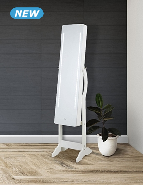 Schmuckschrank «Touchscreen LED», mit Spiegeltür, weiss