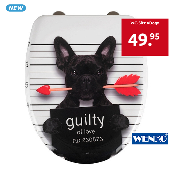 WENKO WC-Sitz «Dog», 37,5 x 41,5 cm