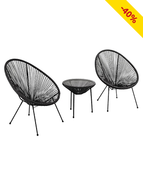 3-teiliges Gartenset «Egg», schwarz