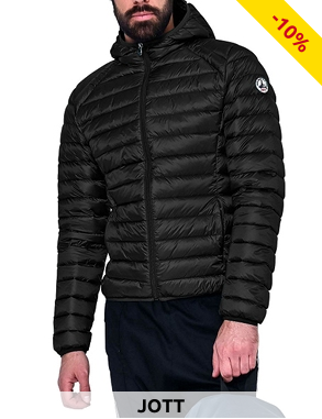 JOTT Herrendaunenjacke «Nico» mit Kapuze, schwarz