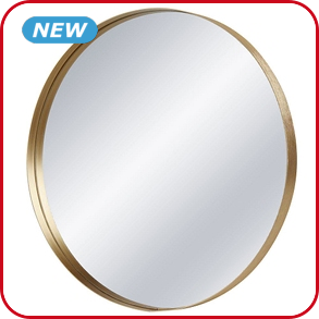 Spiegel, rund, goldfarbenes Aluminium