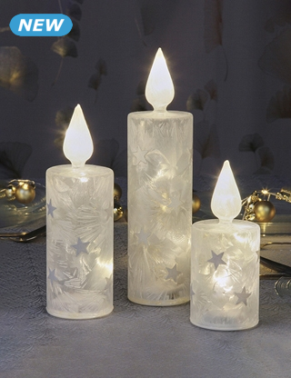 Kerzen «Ice», 3er-Set, mit LED