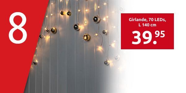 Girlande «Weihnachtskugeln», 70 LEDs, L 140 cm