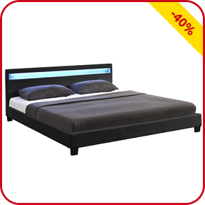 Bett LED «Sonny», schwarz, 140 x 90 cm