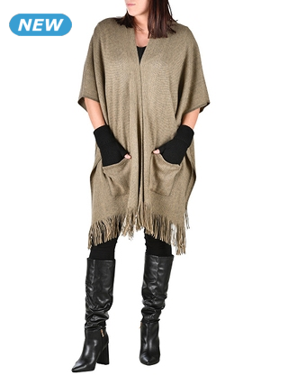 Poncho mit 2 Taschen, khaki