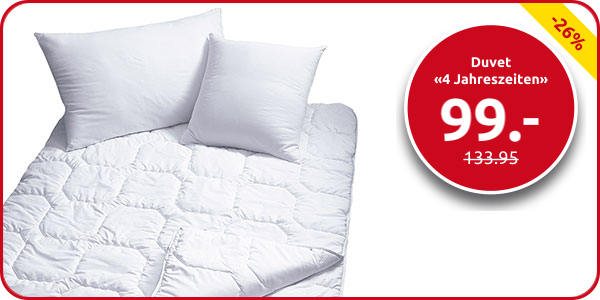 Duvet  «4 Jahreszeiten» 160 x 210 cm, 1010 + 670 g + Pfulmen 65 x 100 cm, 1000 g