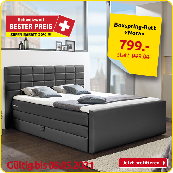 Boxspring-Bett «Nora», weiss, 140 x 200 cm, 1 Box, 1 Matratze
