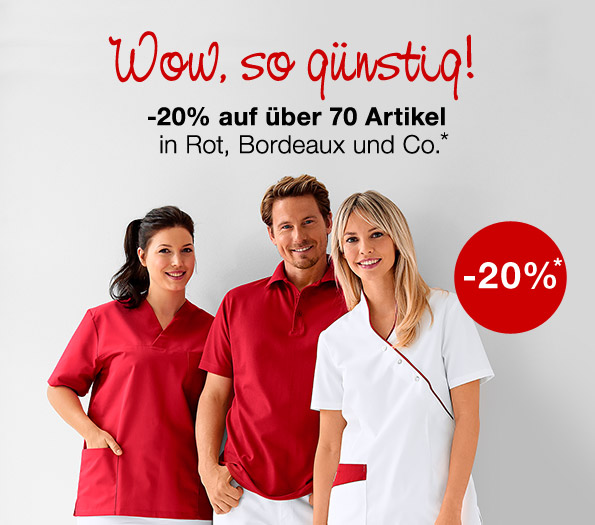 Wow, so günstig! -20% auf über 70 Artikel in Rot, Bordeaux und Co.