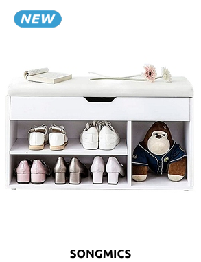 SONGMICS Aufbewahrungsbank, L 80 x H 44 x T 30 cm, weiss