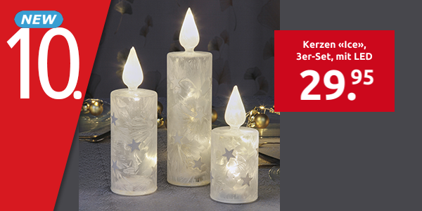 Kerzen «Ice», 3er-Set, mit LED