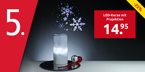 LED-Kerze mit Schneeflocken-Projektion
