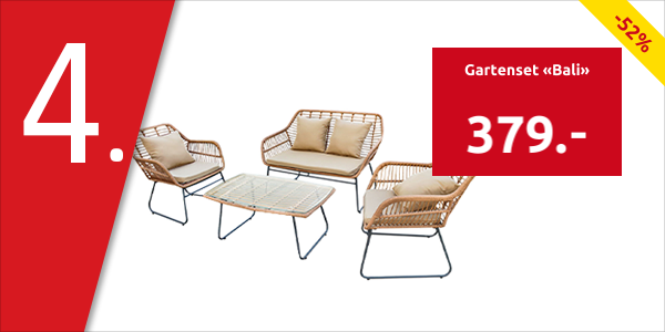Gartenset «Bali», Sofa + Sessel + Tisch, beige/weiss