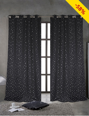 Lichtundurchlässiger Vorhang «Stars», 240 x 140 cm, anthrazit