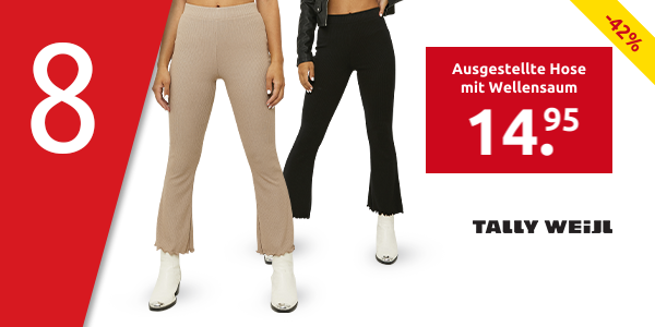 TALLY WEiJL Ausgestellte Hose mit Wellensaum, beige