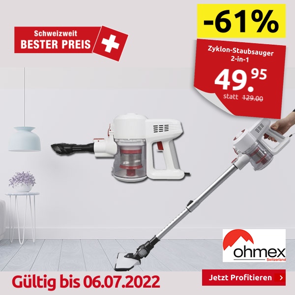 Ohmex Zyklon-Staubsauger 2-in-1, Kabelanschluss, VCL-6080MOP Ohmex Zyklon-Staubsauger 2-in-1, Kabelanschluss, VCL-6080MOP