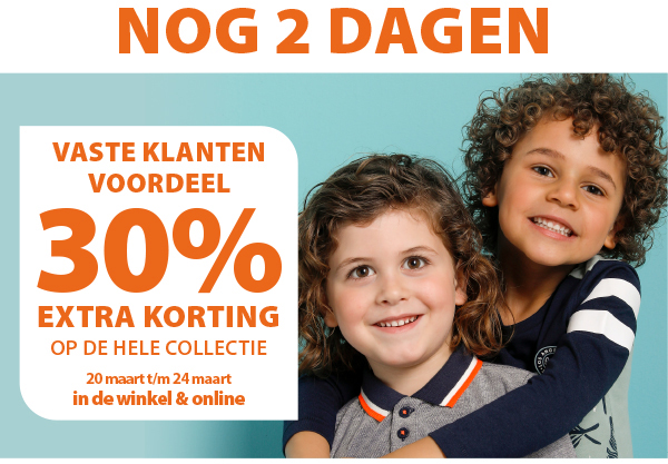 VASTE KLANTEN VOORDEEL: Shop met 30% korting in de winkel EN ONLINE!